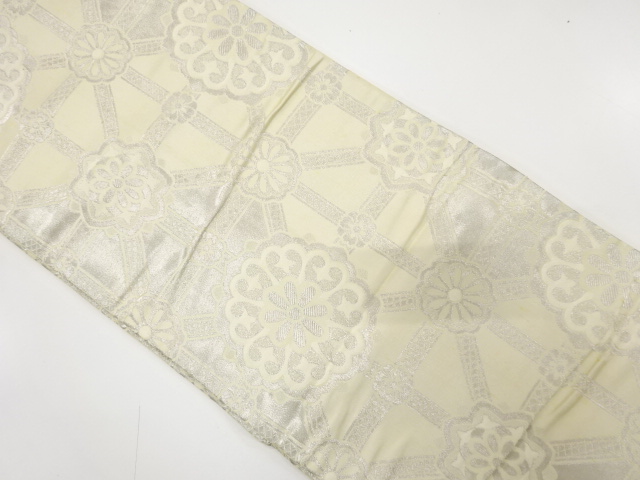 JAPANESE KIMONO / ANTIQUE FUKURO OBI / SILK / WOVEN FLOWER CREST